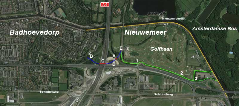 Fiets- & voetverbinding langs Golfbaan en A9